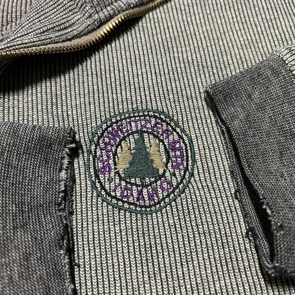 Vintage 90s Sweatshirt 1/4 Zip Striped Schweitzer Mountain Idaho Large Baggy Fit - Picture 4 of 11
